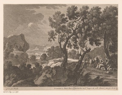 Landschap met rust op de vlucht naar Egypte door Gabriel Perelle
