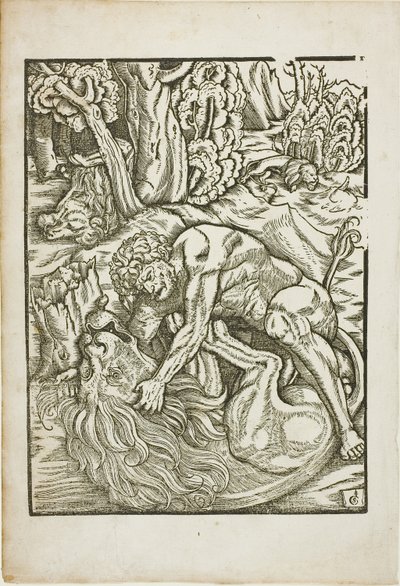 Hercules Wurgt de Nemeïsche Leeuw, uit de Werken van Hercules door Gabriel Salmon