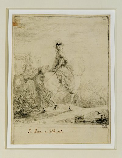 Marie-Antoinette te paard ... door Gabriel de Saint-Aubin