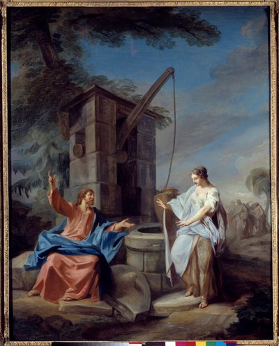 Christus en de Samaritaan. Schilderij door Gabriel de Saint Aubin (1724-1780) 1752 door Gabriel de Saint Aubin