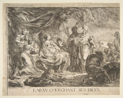Laban zoekt zijn goden, 1753 door Gabriel de Saint Aubin