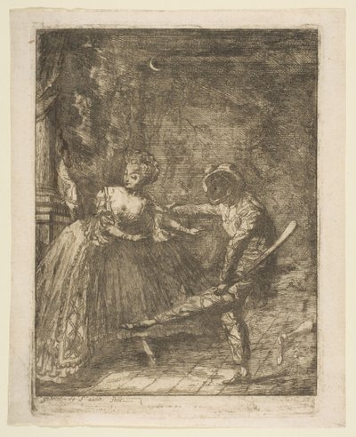 Le Theatre Italien door Gabriel de Saint Aubin