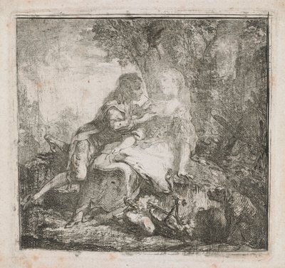 Les deux amants (De Twee Geliefden) door Gabriel de Saint Aubin