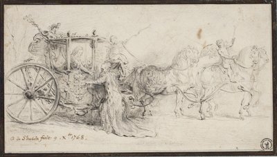 Parijs verwelkomt Christian VII door Gabriel de Saint Aubin