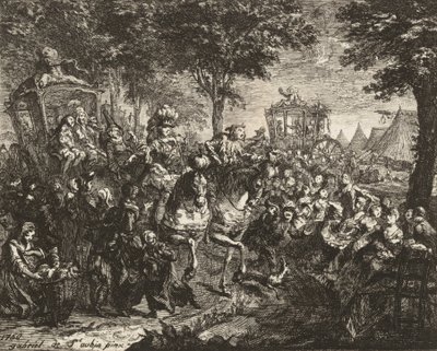 Uitzicht op de kermis van Beson door Gabriel de Saint Aubin