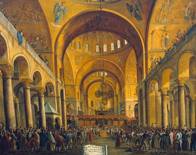 De doge wordt getoond aan het volk in San Marco