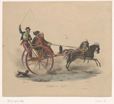 Drie mannen in een rijtuig door Gaetano Dura