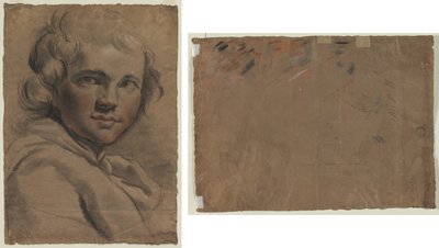 Hoofd van een Jonge Man (recto) Schets van een Hoofd (verso) door Gaetano Gandolfi