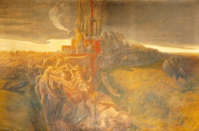 De Slag bij Legnano: De verdediging van de Carroccio door Gaetano Previati