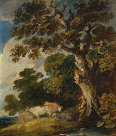 Boslandschap met vee en herder door Gainsborough Dupont