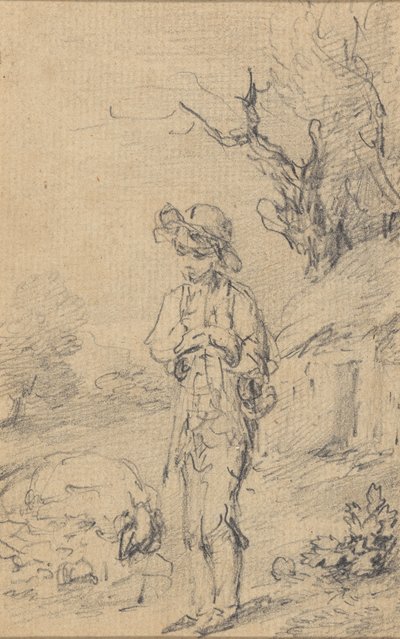 Jongen die bij een Huisje Staat door Gainsborough Dupont