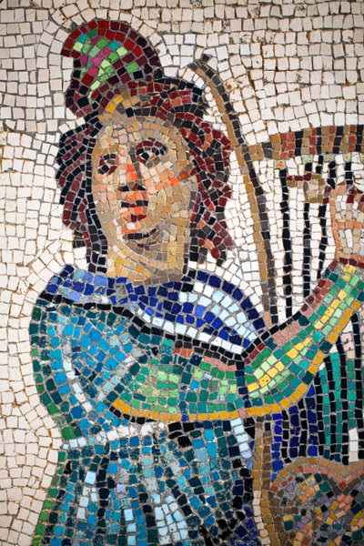 Romeins mozaïek met Orpheus spelend op de lyra door Gallo-Roman