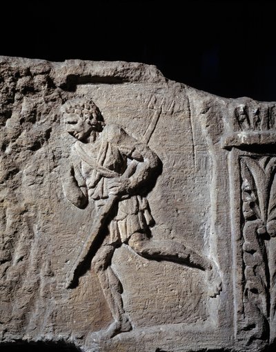 Gallisch-Romeinse kunst: stele die een gladiator voorstelt door Gallo Roman