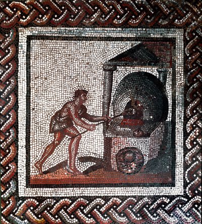 Broodmaakscène (mozaïek, eind 2e, begin 3e eeuw) door Gallo Roman