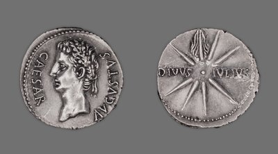 Denarius met afbeelding van keizer Augustus, 19-18 v.Chr. door Gallo Roman