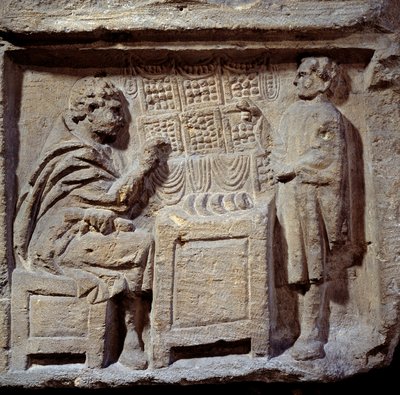 Gallo-Romeinse kunst: een bakkerij. Een klant koopt brood van een bakker door Gallo Roman Gallo Roman