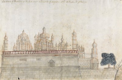 Zijaanzicht van Bulliter of Bulishwur, een tempel van Mahdew door Gangaram Chintaman Tambat