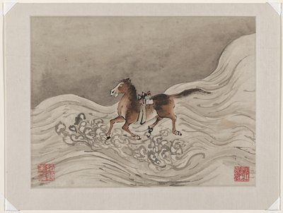 Vingerverf, uit een album van tien door Gao Qipei