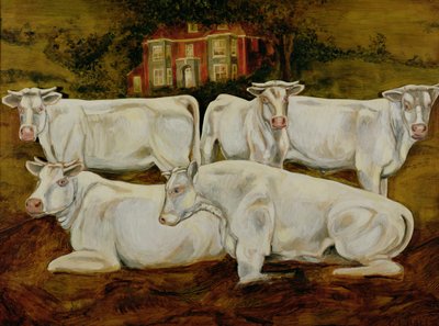 Charolais Stieren, Dippenhall, Farnham door Gareth Lloyd Ball