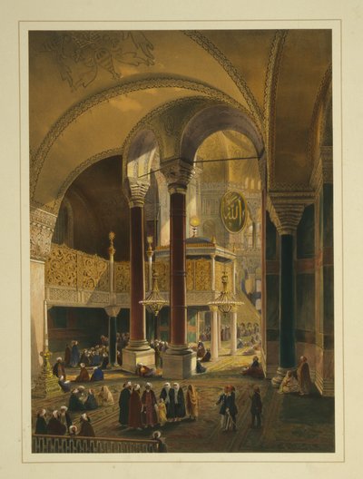 De keizerlijke galerij in de Ayasofya moskee, vroeger de kerk van Hagia Sophia door Gaspard Fossati
