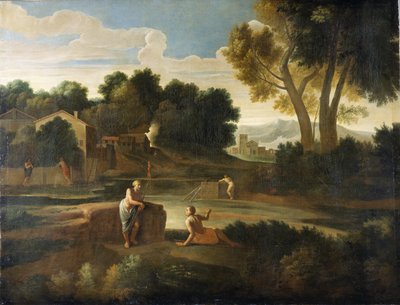 Klassiek landschap met figuren door Gaspard Poussin Dughet