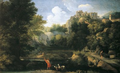 Rivierlandschap met herder door Gaspard Poussin Dughet
