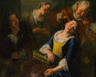 Plagen van een slapend meisje, ca. 1760 door Gaspare Traversi