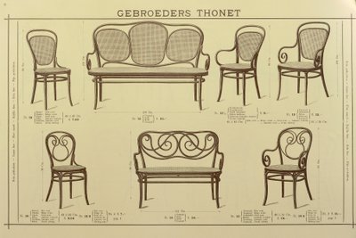 Stoelen- en bankencatalogus van de gebroeders Thonet, tekening, Oostenrijk door Gebruder Thonet