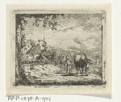 Landschap met putto en koe door Geerlig Grijpmoed