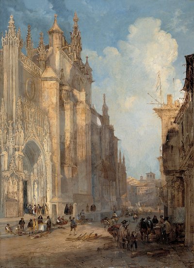 Kathedraal van Sevilla aan de kant van de trappen door Genaro Pérez Villaamil