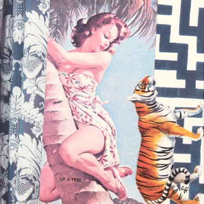 Klimmend meisje met tijger, 2016 (collage) door Genevieve French