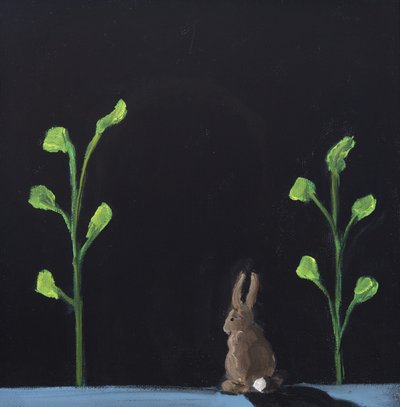Nachtkonijn, 2019 (olieverf op doek) door Genevieve French