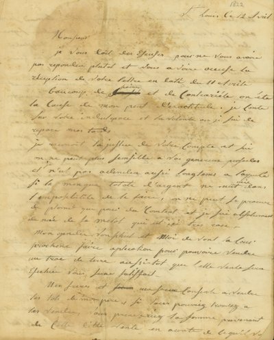 Brief van Rosalie Saugrain aan P. R. Bureau door Genevieve Rosalie Michau Saugrain
