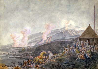 Paniek tijdens de uitbarsting van Piton de la Fournaise door Genevieve Sophie Marie Adele Patu de Rosemont