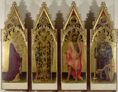 Vier Heiligen van het Quaratesi Polyptych: Maria Magdalena, St. Nicolaas, St. Johannes de Doper en St. Joris, 1425 door Gentile da Fabriano