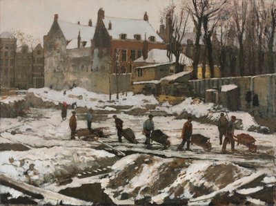 Bouwplaats in Amsterdam, ca. 1902 door Georg Hendrik Breitner