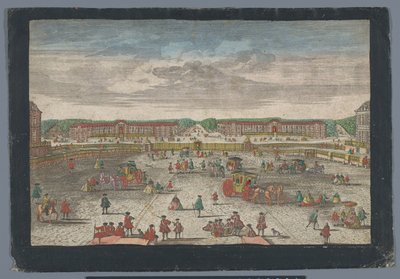 Gezicht op de stallen van het Paleis van Versailles door Georg Balthasar Probst (possibly)