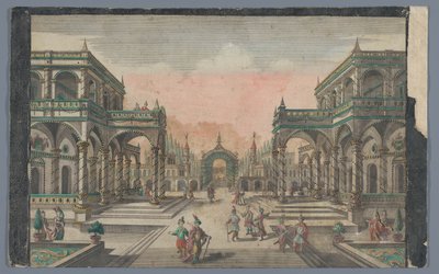 Gezicht op een laan richting een cipressentuin te Constantinopel door Georg Balthasar Probst (possibly)