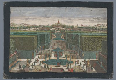 Gezicht op een laan aan de linkerzijde van een tuin door Georg Balthasar Probst