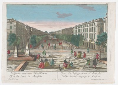 Gezicht op een promenade te Marseille door Georg Balthasar Probst