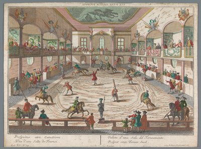 Gezicht op een toernooischool door Georg Balthasar Probst