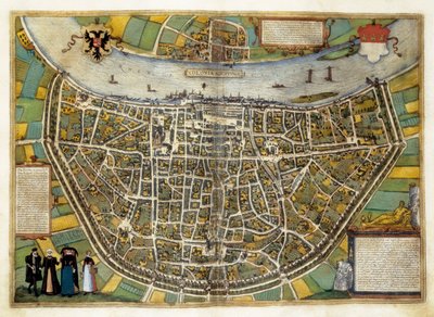 Plan van de stad Burgos in Spanje door Georg Braun