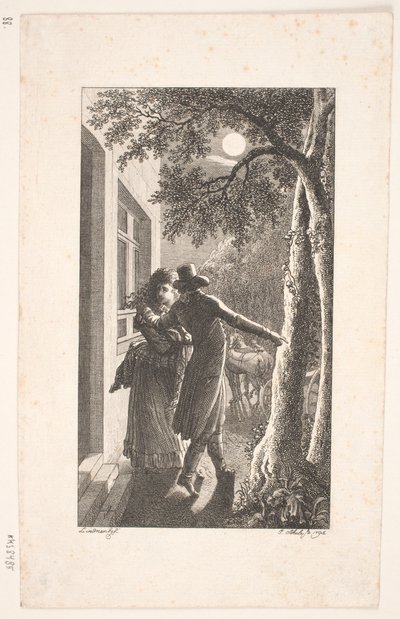 Illustratie met ontvoering bij nacht door Georg Christian Schule