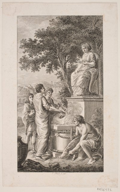 Illustratie met offerscène door Georg Christian Schule