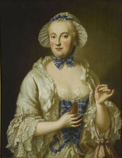 Frans: Marie-Anne-Sophie de Saxe, princesse électrice de Bavière (1728-1797) Portret van Maria Anna Sophia van Saksen, keurvorstin van Beieren (1728-1797) door Georg Desmarees