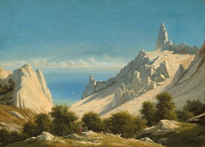 Uitzicht op Sommerspiret, de kliffen van Møn, 1846 door Georg Emil Libert