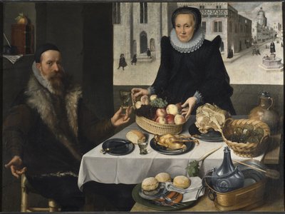 Dubbelportret van een ouder echtpaar door Georg Flegel