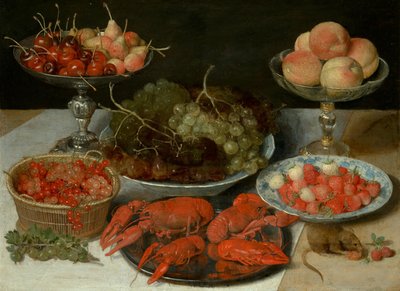 Stilleven met fruit en rivierkreeft door Georg Flegel