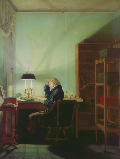Lezer bij lamplicht. 1814 door Georg Friedrich Kersting