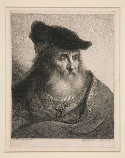 Hoofd van een Bebaarde Man in Fluwelen Muts door Georg Friedrich Schmidt